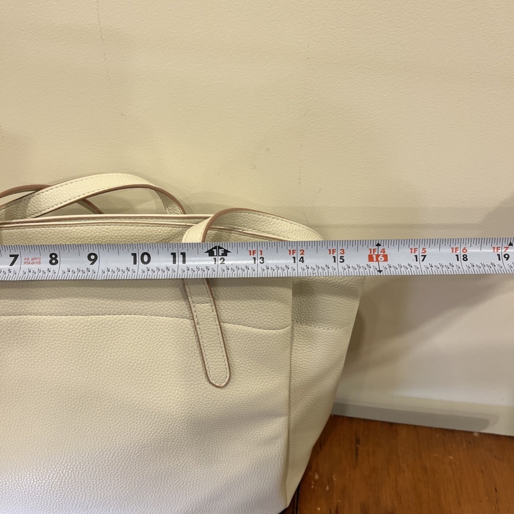 Nanette Lepore White Vegan Leather Pebble Tote Purse Smaller Bag Inside NWT Rice - Picture 7 of 16